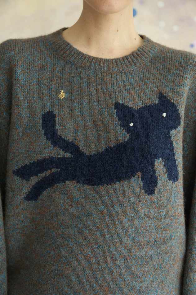91.Cat Knit Tops 詳細画像 light blue 3