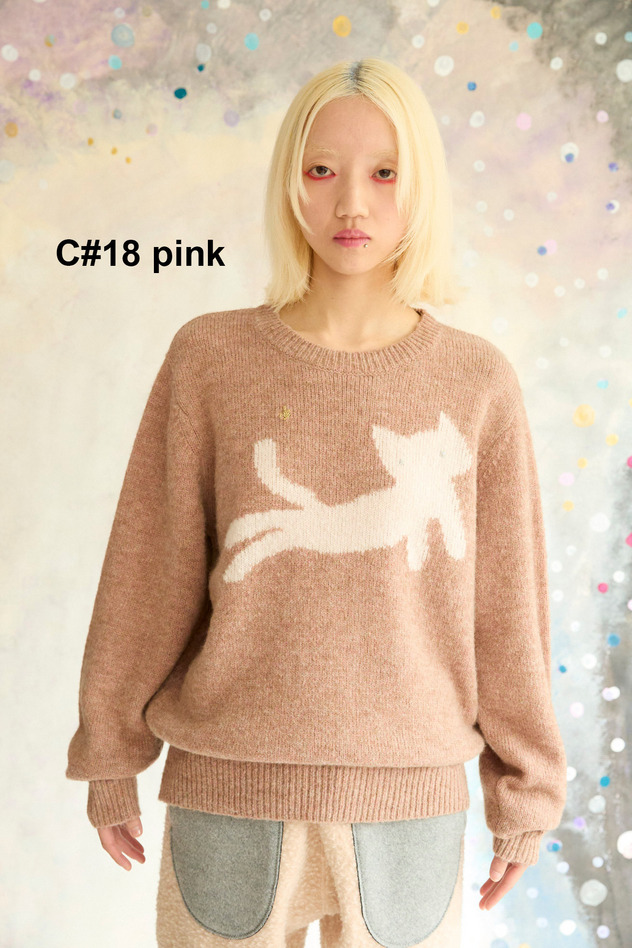 91.Cat Knit Tops 詳細画像 pink 1