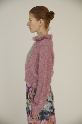 77.Lame fur Knit Tops 詳細画像
