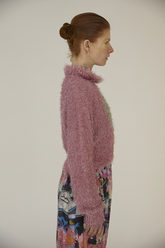 77.Lame fur Knit Tops 詳細画像 blue 10