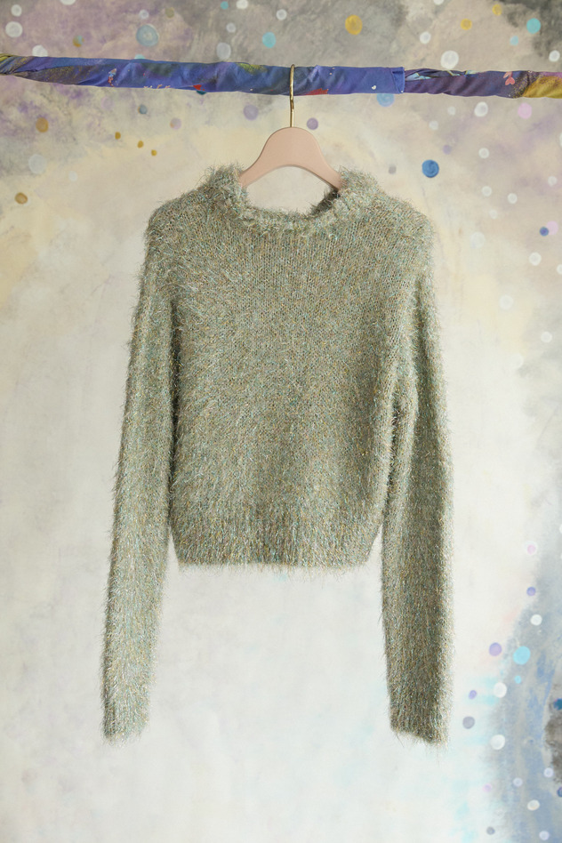 77.Lame fur Knit Tops 詳細画像 blue 4