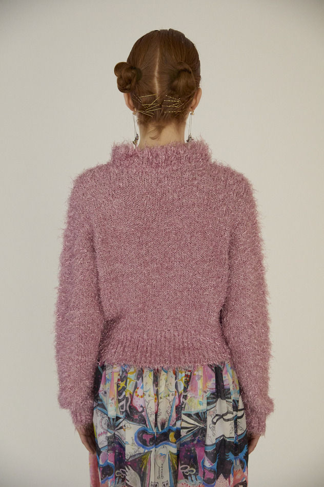 77.Lame fur Knit Tops 詳細画像 blue 9