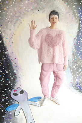 79.Cashmere Fur&times; Lame Fur Knit Tops 詳細画像