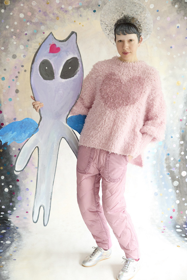 79.Cashmere Fur&times; Lame Fur Knit Tops 詳細画像 beige&times;blue 12