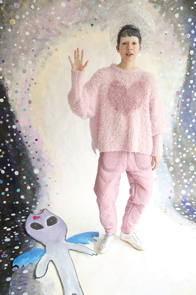 79.Cashmere Fur&times; Lame Fur Knit Tops 詳細画像 beige&times;blue 13