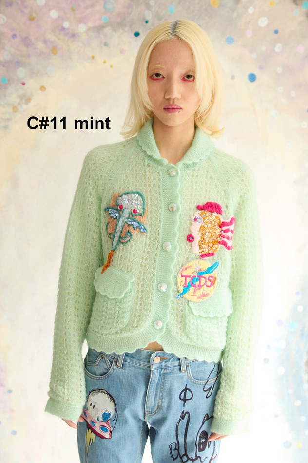 87.Mohair Space Knit Cardigan 詳細画像 mint 1