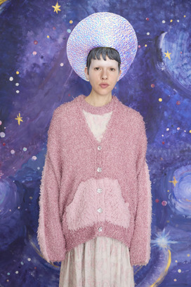 78.Cashmere Fur&times; Lame Fur Knit Cardigan 詳細画像