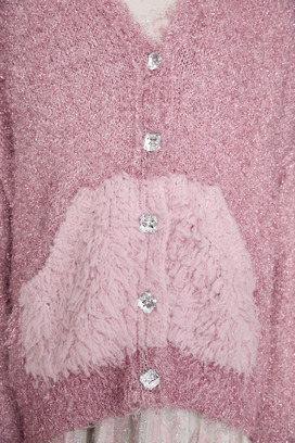 78.Cashmere Fur&times; Lame Fur Knit Cardigan 詳細画像
