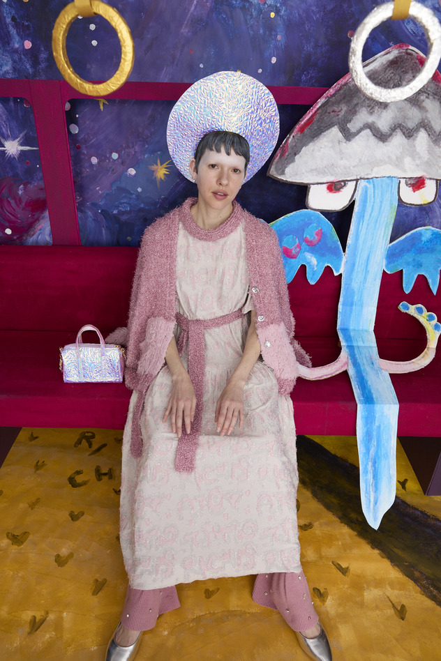 78.Cashmere Fur&times; Lame Fur Knit Cardigan 詳細画像 beige&times;Blue 10