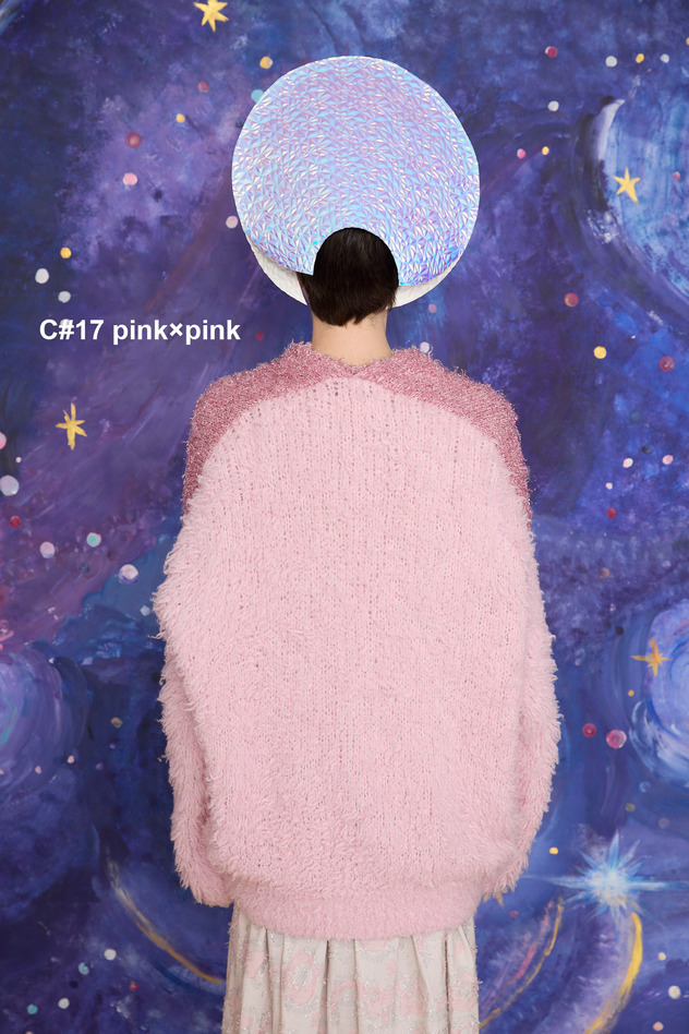 78.Cashmere Fur&times; Lame Fur Knit Cardigan 詳細画像 beige&times;Blue 2