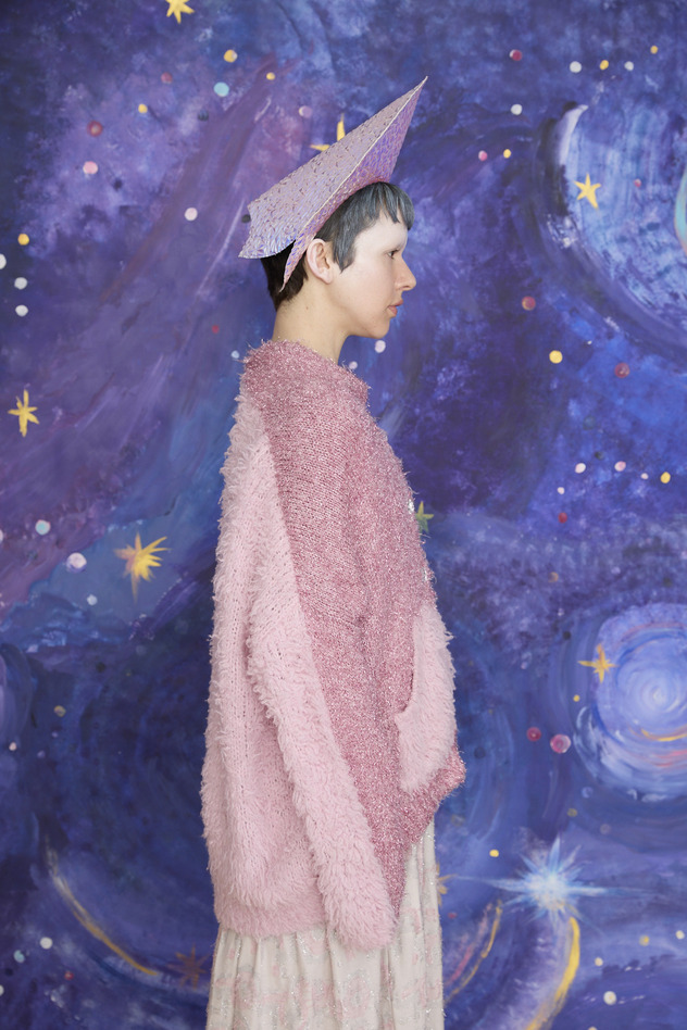 78.Cashmere Fur&times; Lame Fur Knit Cardigan 詳細画像 beige&times;Blue 4