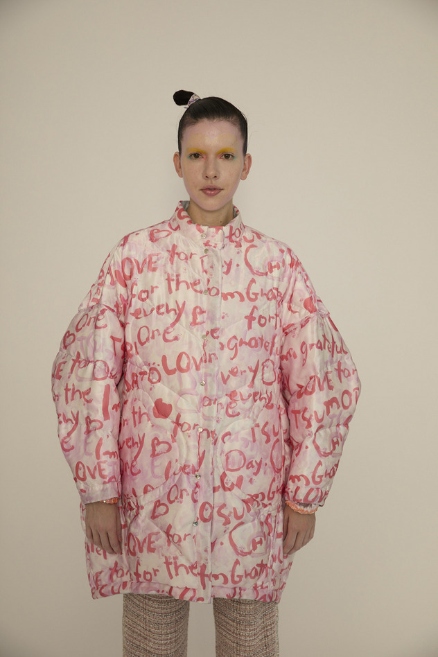 Message Print Coat 詳細画像 pink 1