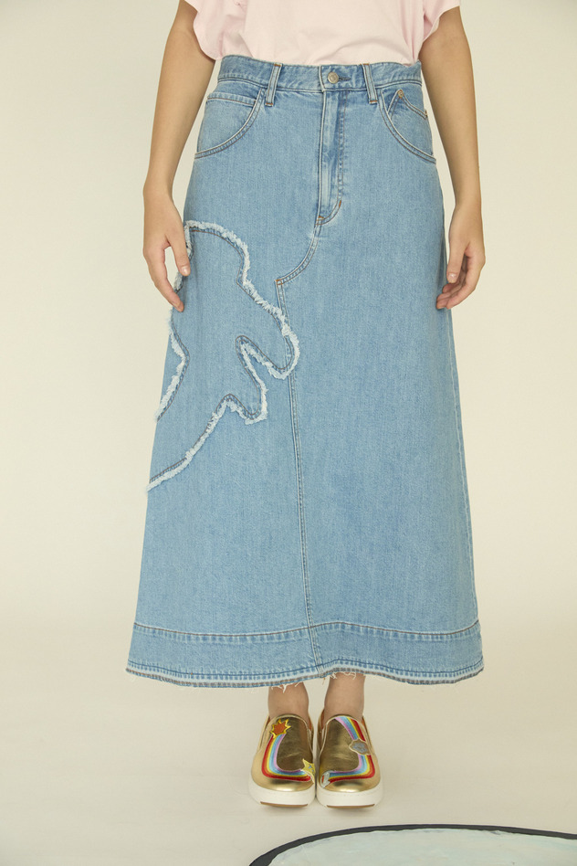 Cat Denim Skirt 詳細画像 blue 2