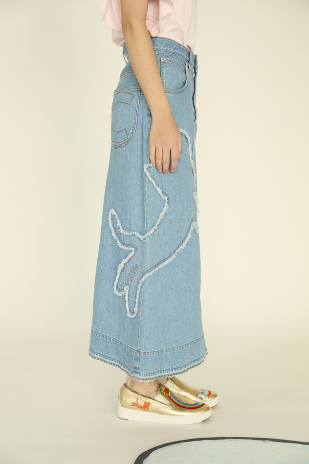 Cat Denim Skirt 詳細画像 blue 4
