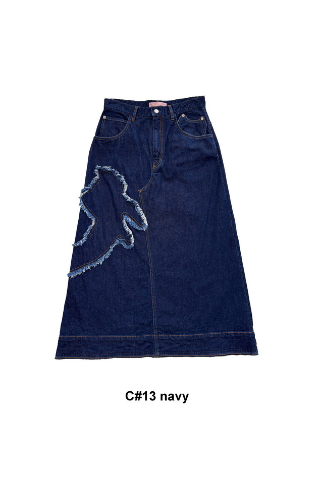 Cat Denim Skirt 詳細画像 navy 1