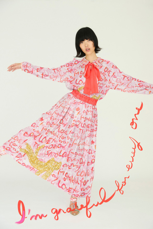 Message Print Skirt 詳細画像 pink 1