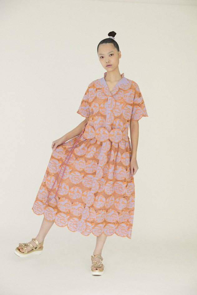 Cosmic Cats Cotton Dress 詳細画像 ltavender &times; orange 11