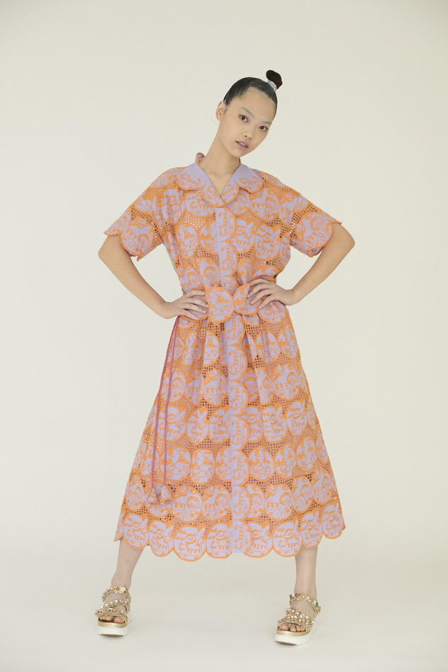 Cosmic Cats Cotton Dress 詳細画像 ltavender &times; orange 13