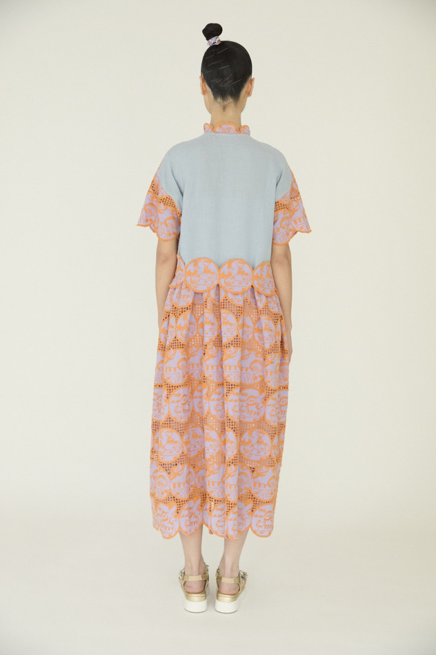 Cosmic Cats Cotton Dress 詳細画像 ltavender &times; orange 4