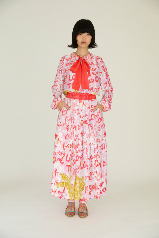 Message Print Blouse 詳細画像 pink 2