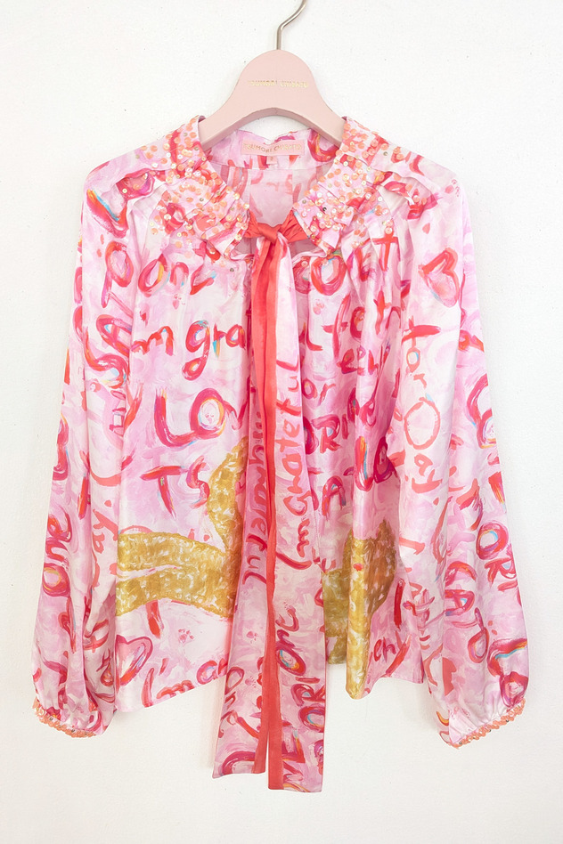 Message Print Blouse 詳細画像 pink 6