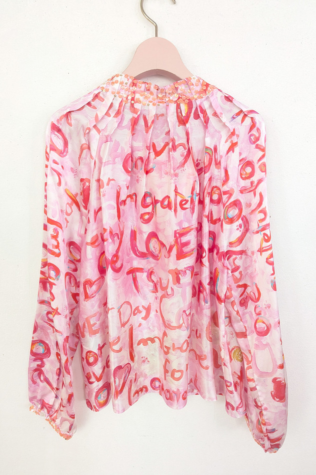 Message Print Blouse 詳細画像 pink 7