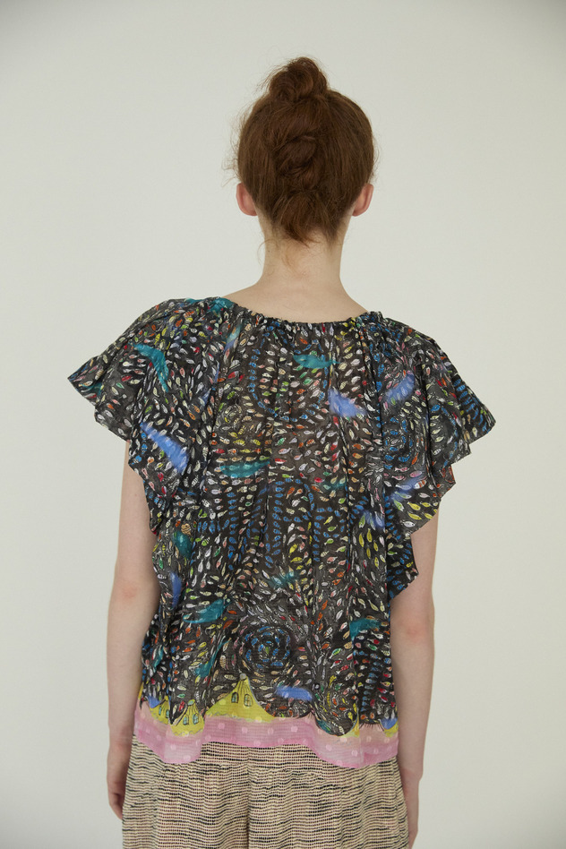 Dancing Fish Parade Blouse 詳細画像 blue 3
