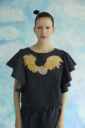 Angel Cat Denim Blouse 詳細画像