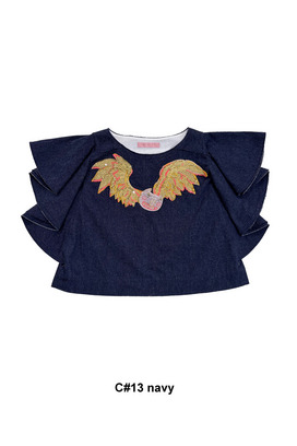 Angel Cat Denim Blouse 詳細画像