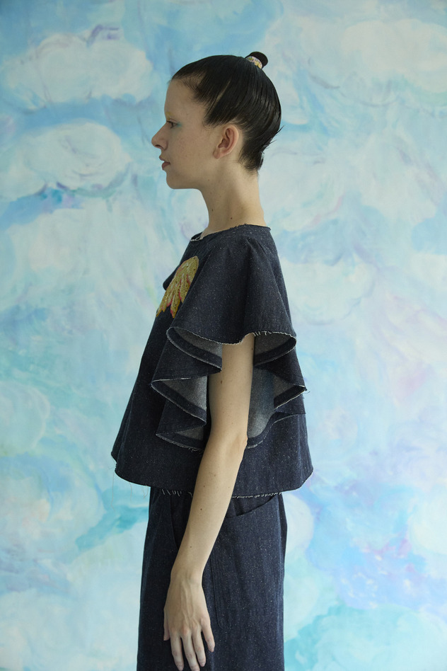 Angel Cat Denim Blouse 詳細画像 navy 4