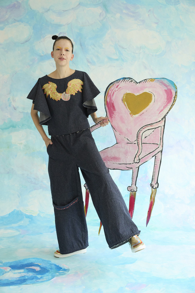 Angel Cat Denim Blouse 詳細画像 navy 6