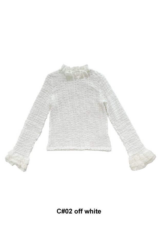 Shrink Lace	 Long sleeve 詳細画像 off white 1