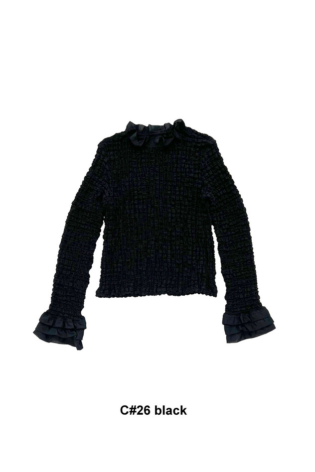 Shrink Lace	 Long sleeve 詳細画像 black 1