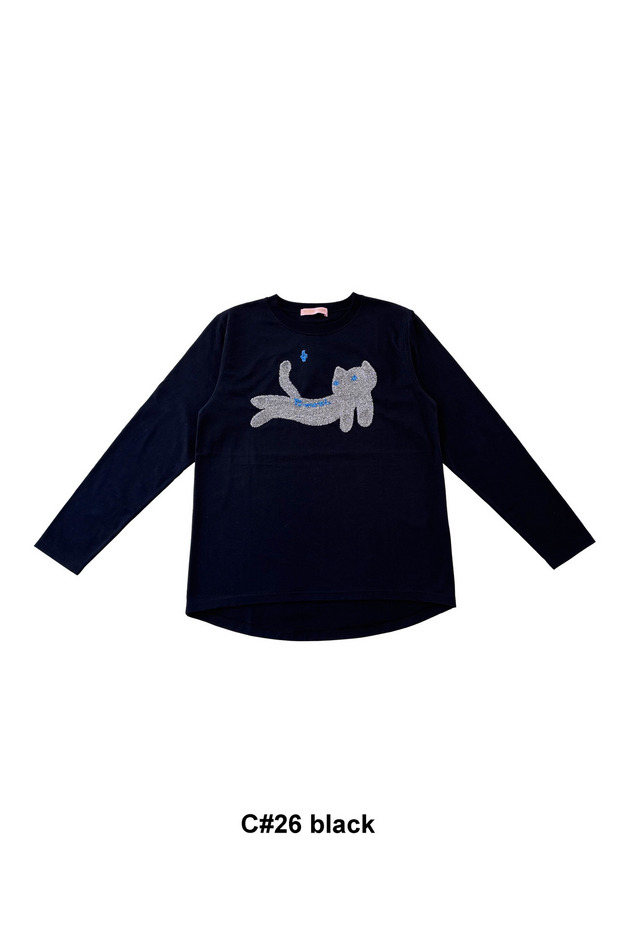 Fluffy Cat T T-shirt 詳細画像 black 1