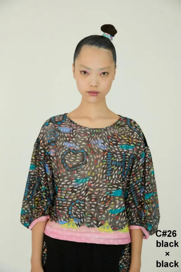 Dancing Fish Parade Jersey Tops 詳細画像 black&times;black 1