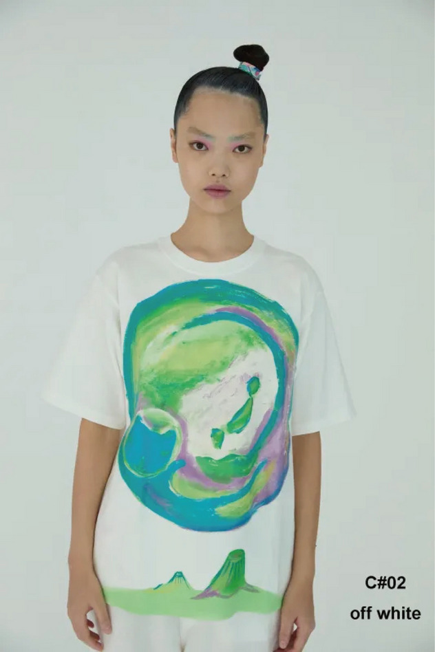 Earth Print T-shirt 詳細画像 off white 1