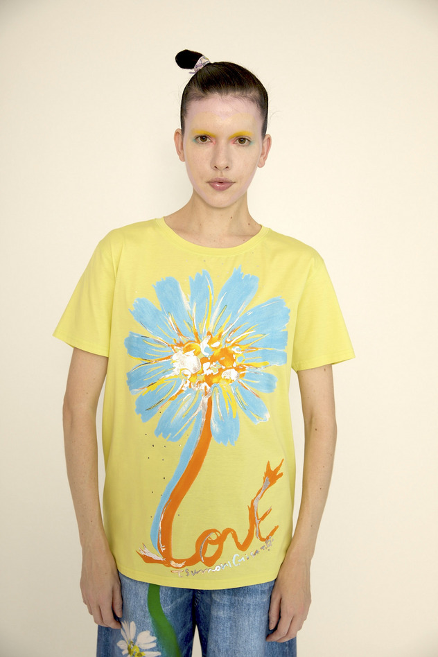 Daisy Print Jersey T-shirt 詳細画像 yellow 1