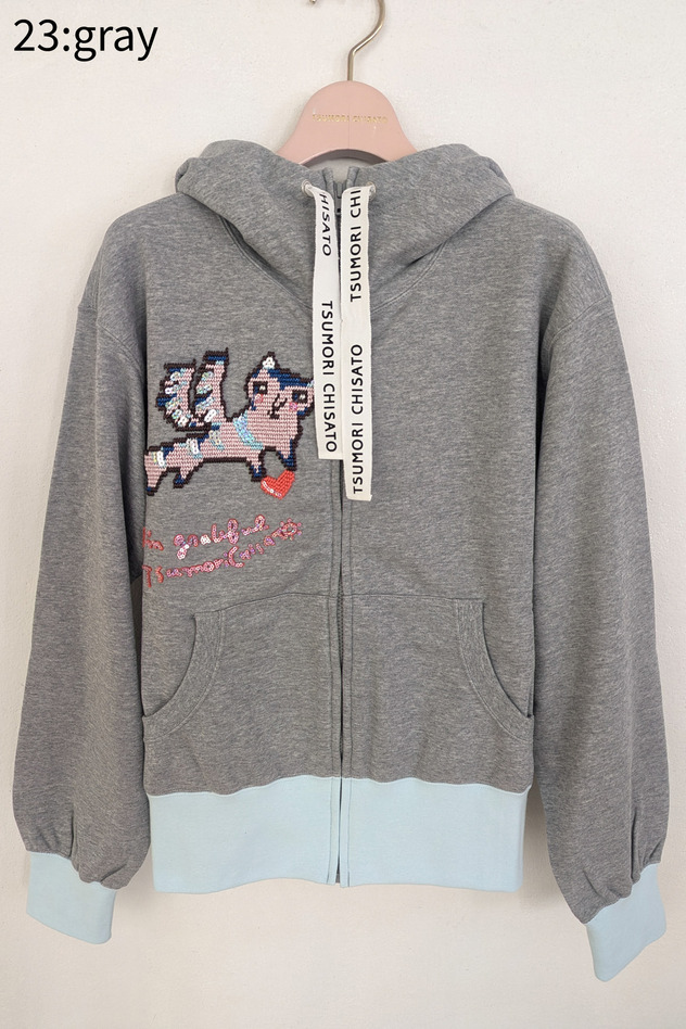 Flying Angel Cat Urake Hoodie 詳細画像 gray 1