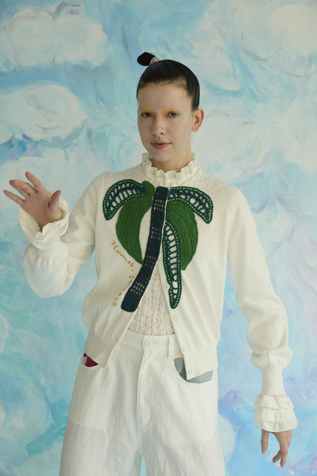 Palm Tree Knit Cardigan 詳細画像 off white 3