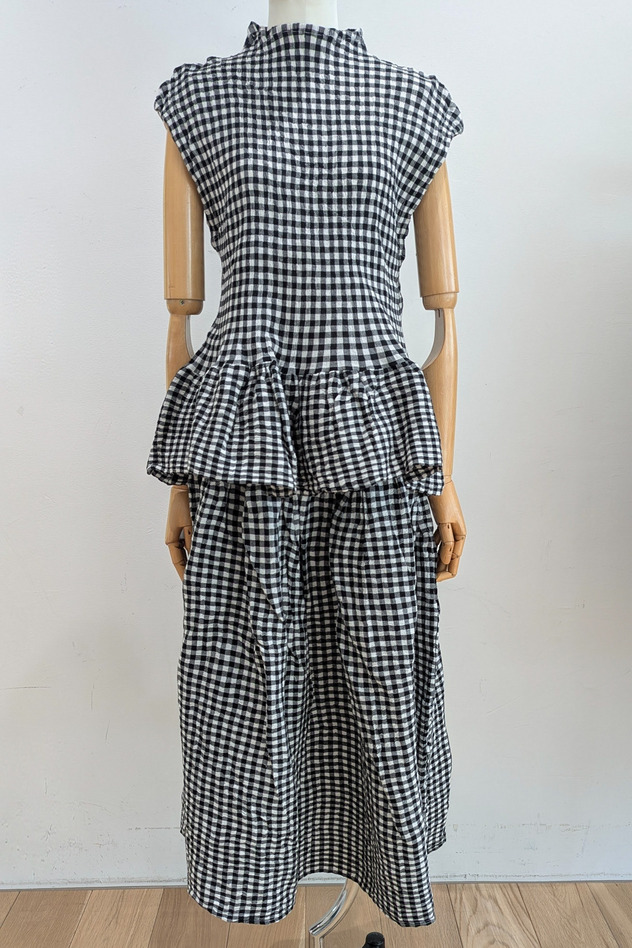 cr&ecirc;perie GINGHAM CHECK TOPS 詳細画像 black 4